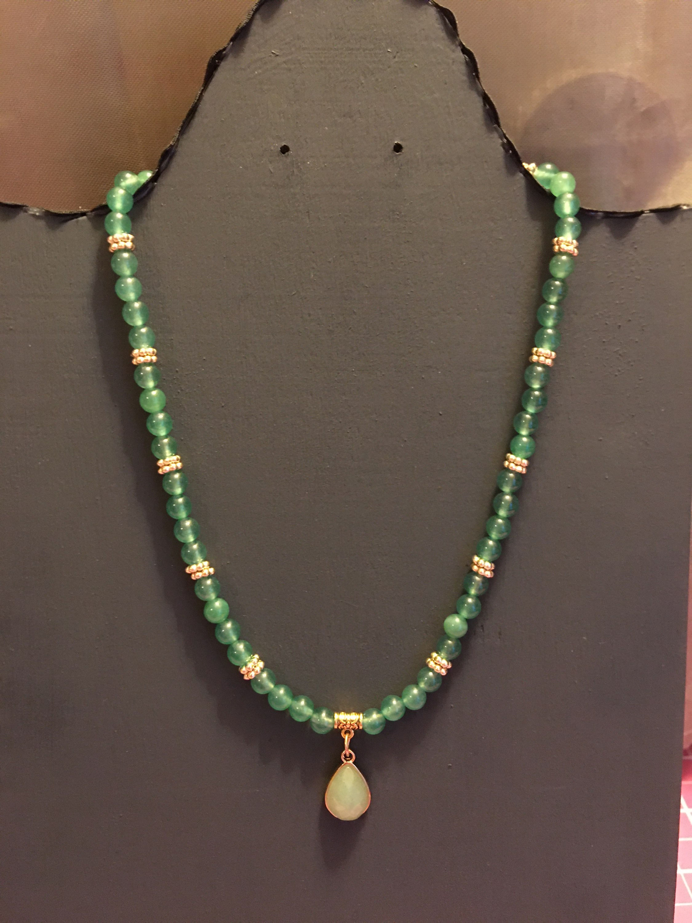 Green Aventurine Beaded Necklace With Pendant