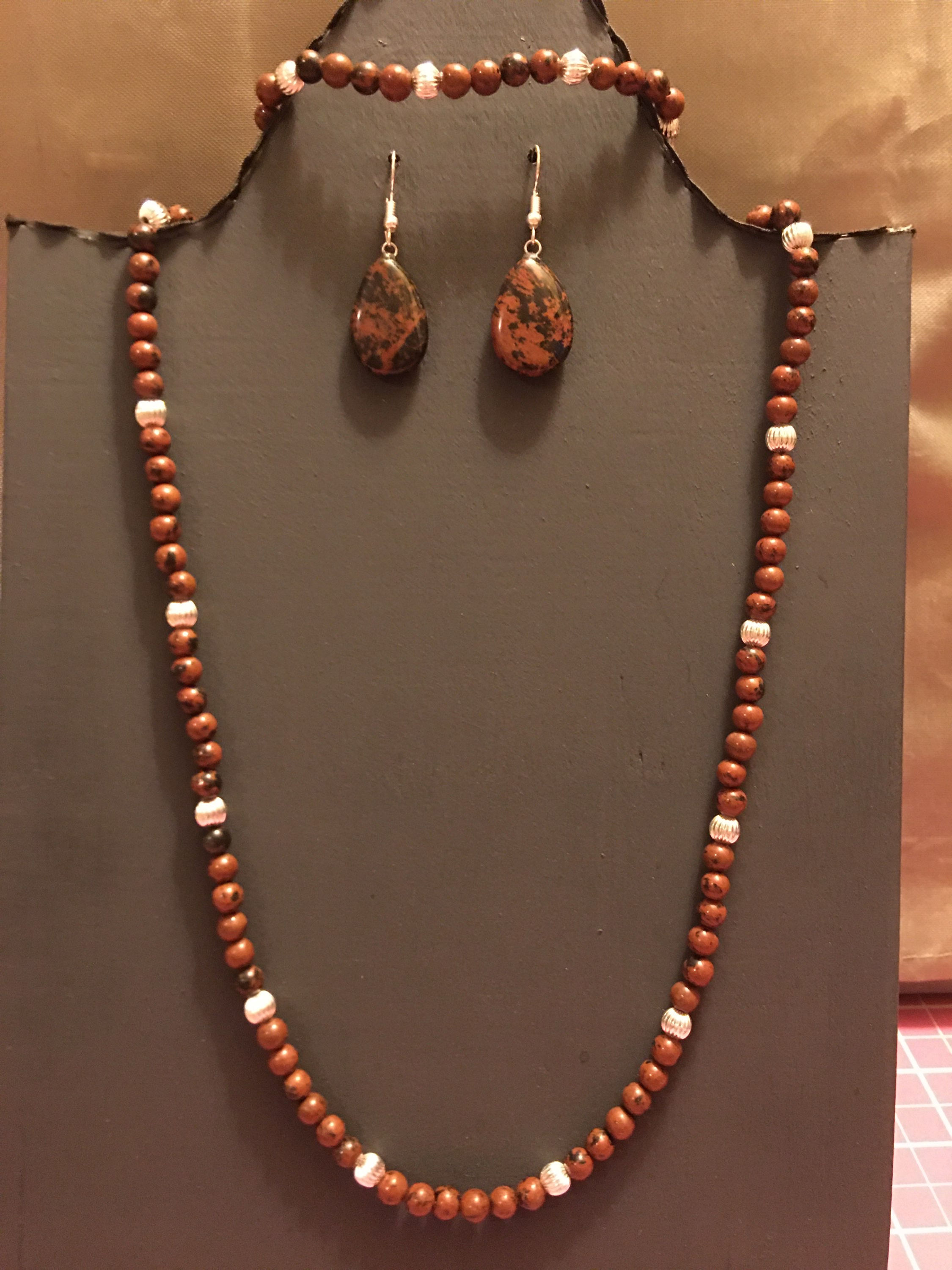 3 - Piece Mahogany Obisidian Jewelry Set