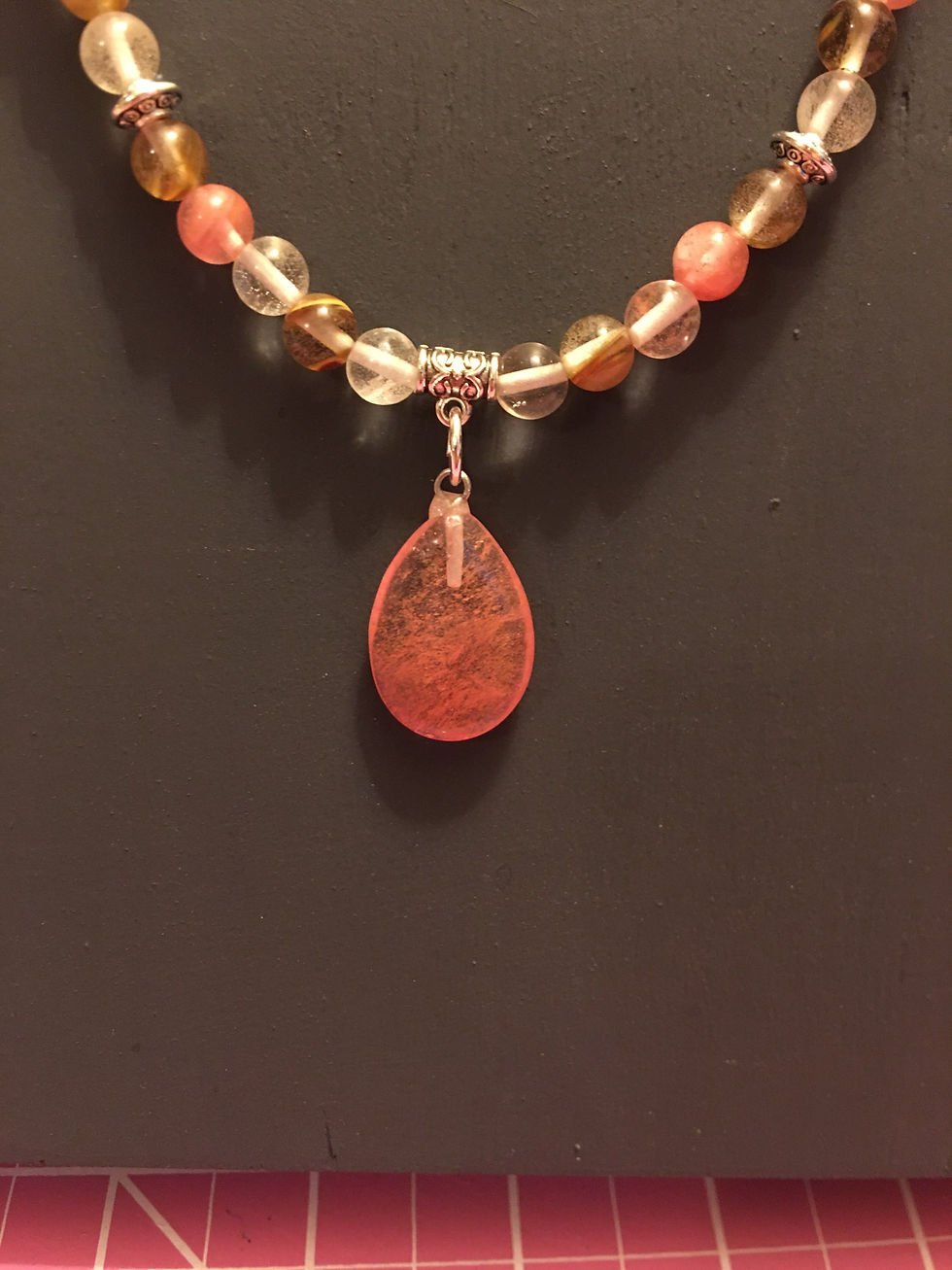 Thumbnail: Cherry Quartz Beaded Necklace With Pendant 