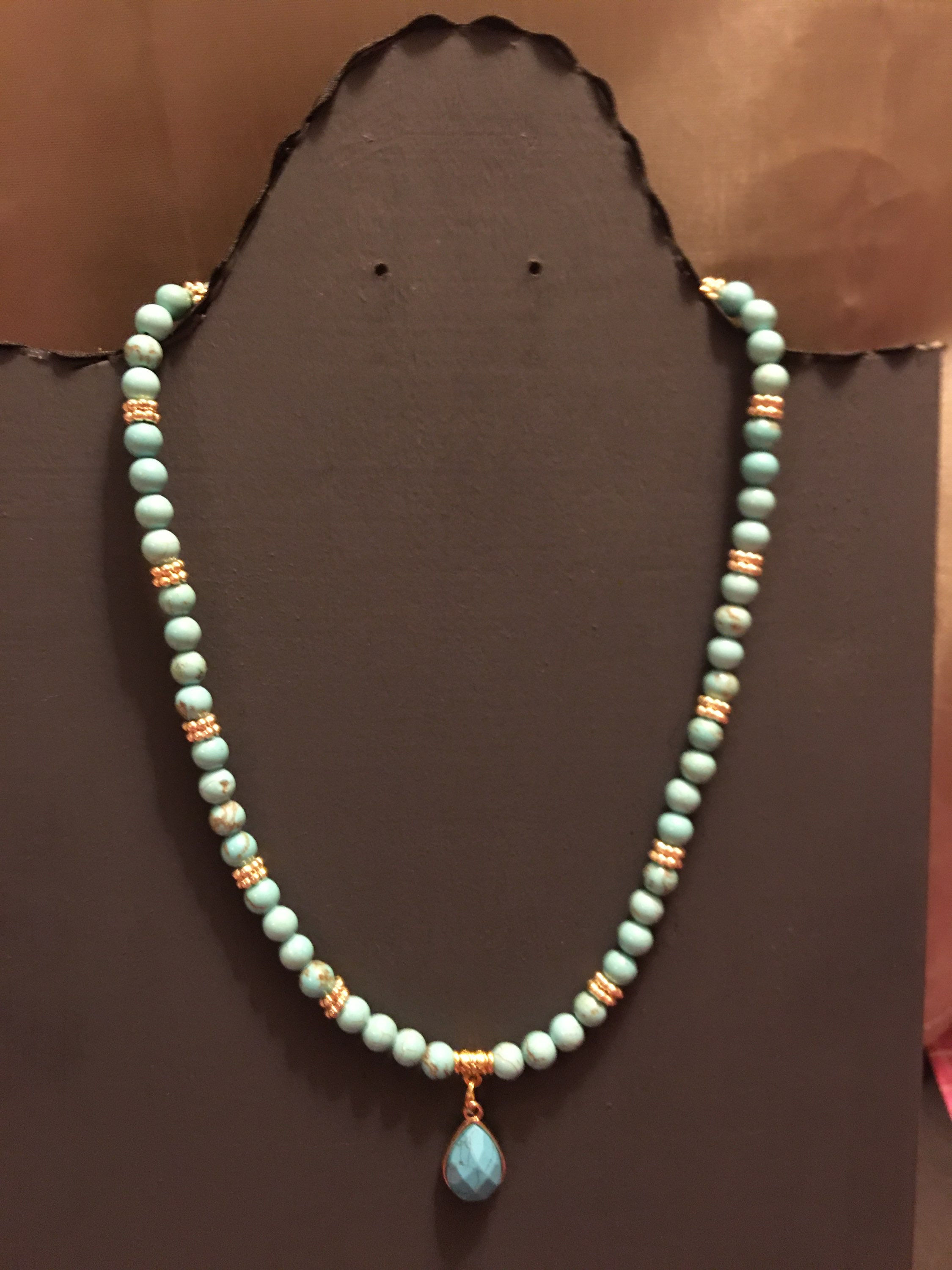 Turquoise Beaded Necklace With Pendant