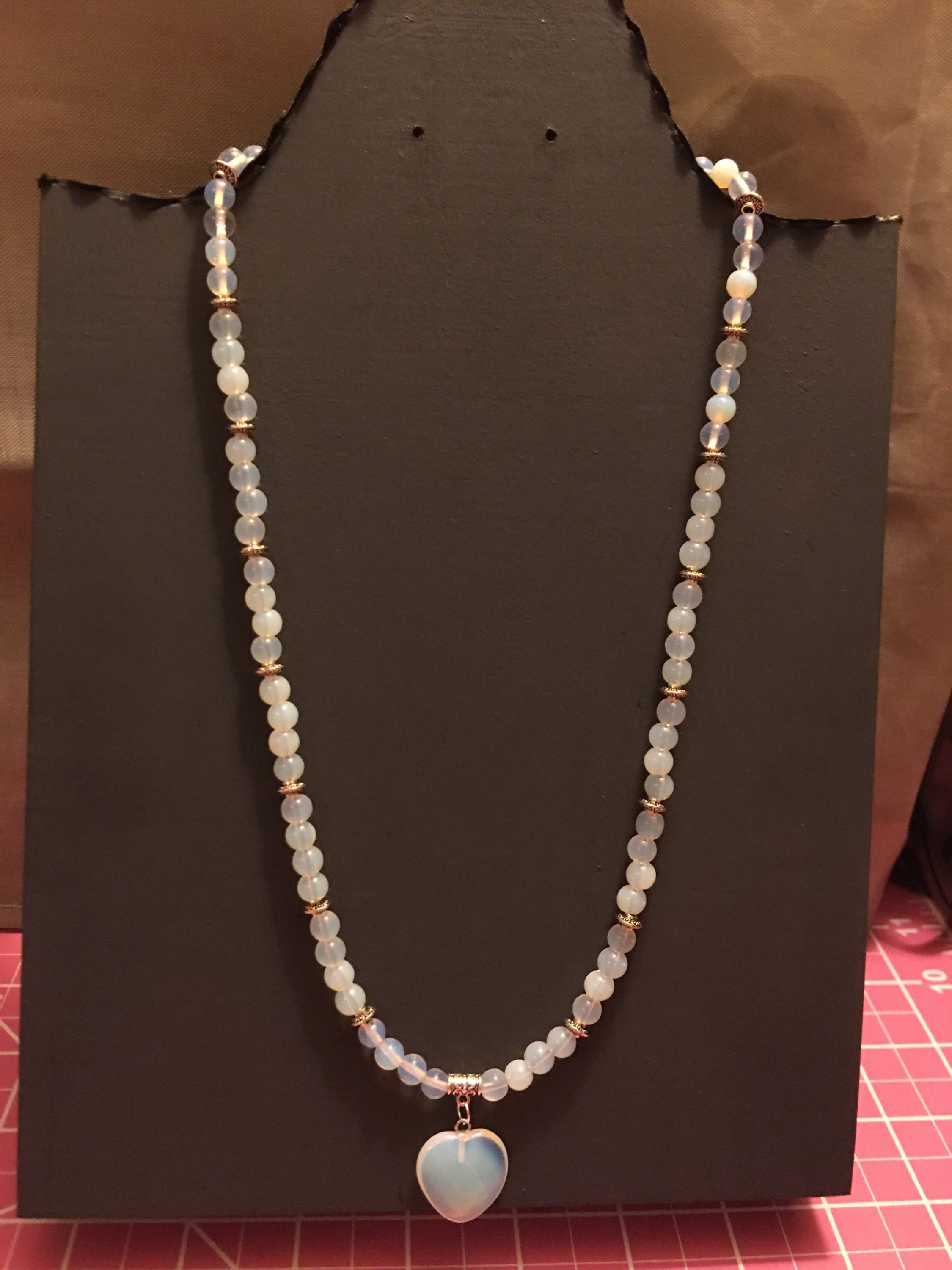 Opal Beaded Necklace With Pendant