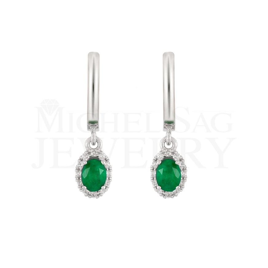0.74 Ct Emerald Diamond Design Earrings