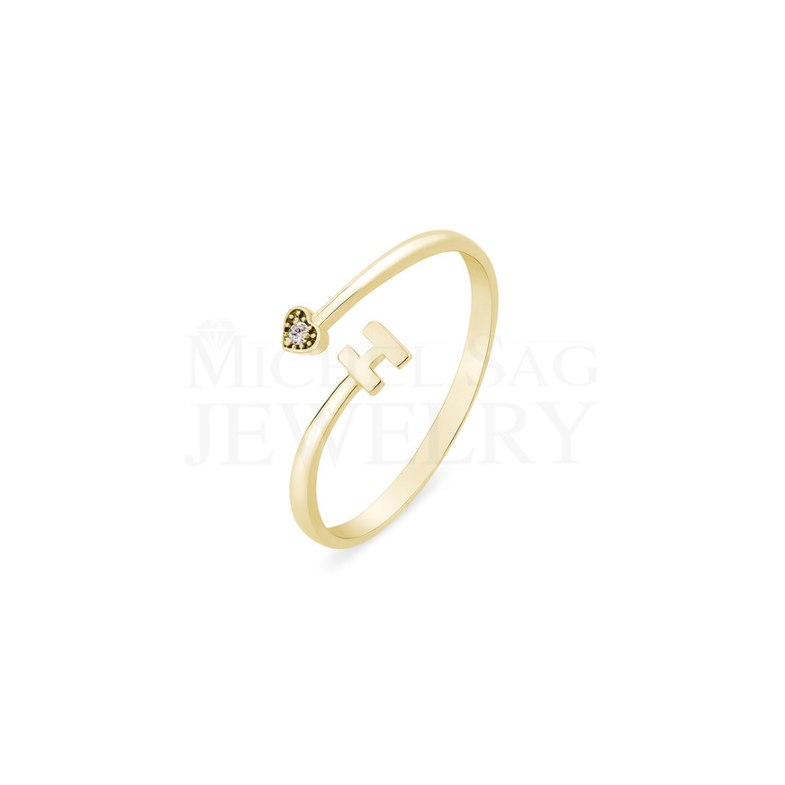 0.01 Ct Diamond "H" Letter Heart Ring