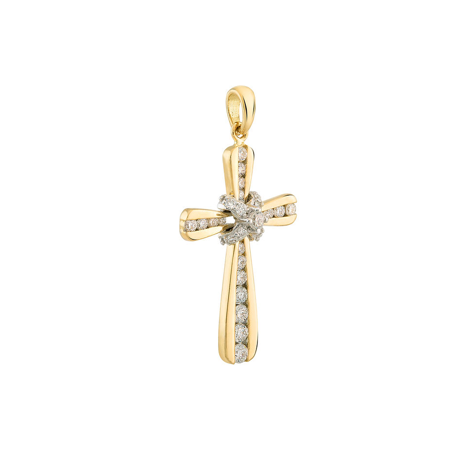 Diamond Cross Pendant, 18K Gold