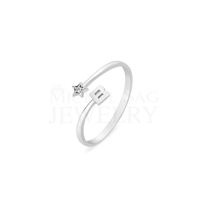 0.01 Ct Diamond "B" Letter Star Ring