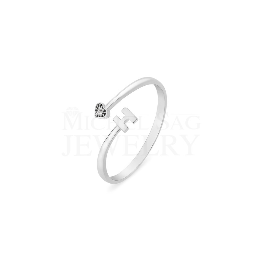 0.01 Ct Diamond "H" Letter Heart Ring