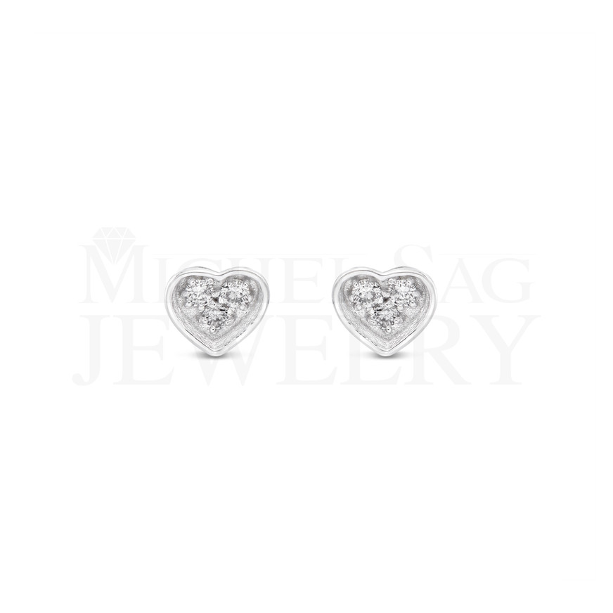 0,09 Ct Heart Diamond Earrings
