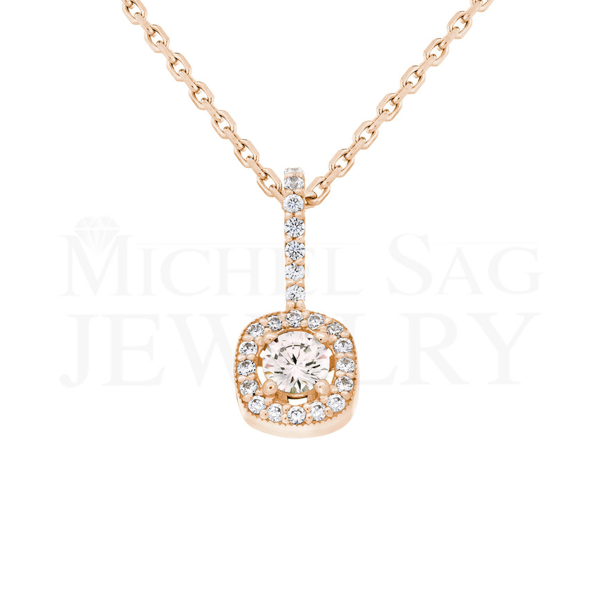 0.78 Ct Halo Diamond Pendant