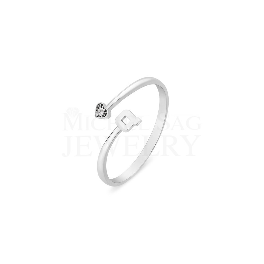 0.01 Ct Diamond "Q" Letter Heart Ring