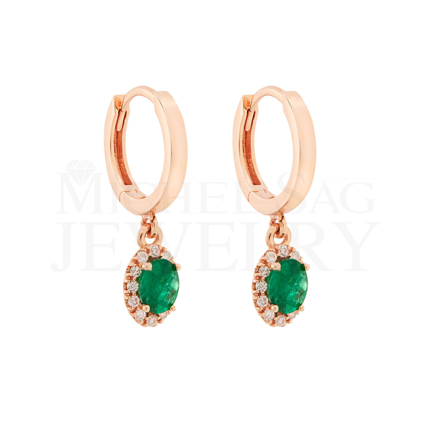 0.74 Ct Emerald Diamond Design Earrings