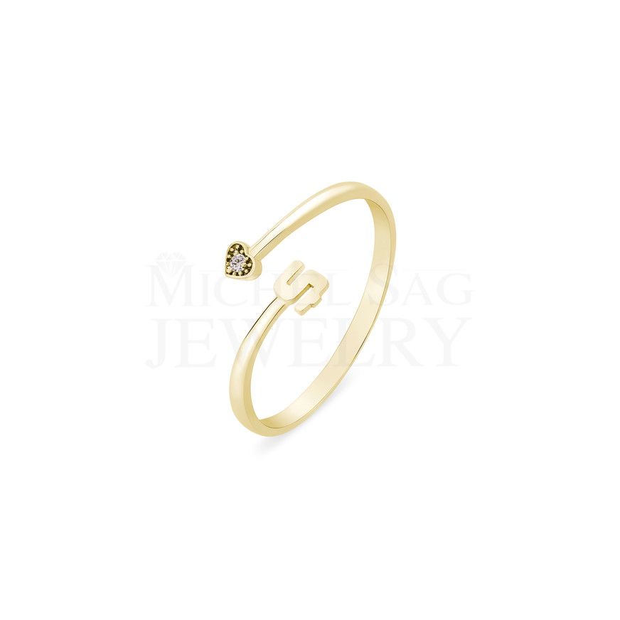 0.01 Ct Diamond "Ş" Letter Heart Ring