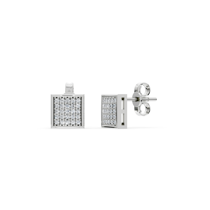 Square diamond earrings, 18K gold