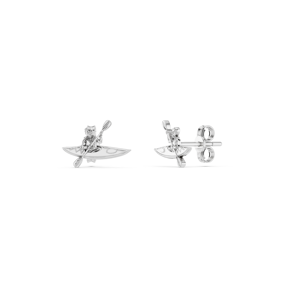 White gold canoe earrings in a detailed front view