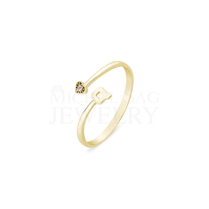 0.01 Ct Diamond "Q" Letter Heart Ring