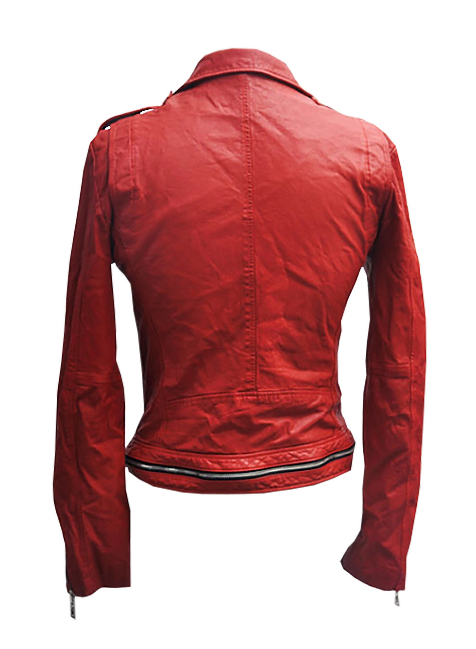 Thumbnail: Edward Zipperhands- Red Sheepskin Moto Leather Jacket