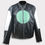 Thumbnail: NEO- Black Crocodile Print Quilted Sheepskin Leather Jacket with Mint Green Circ