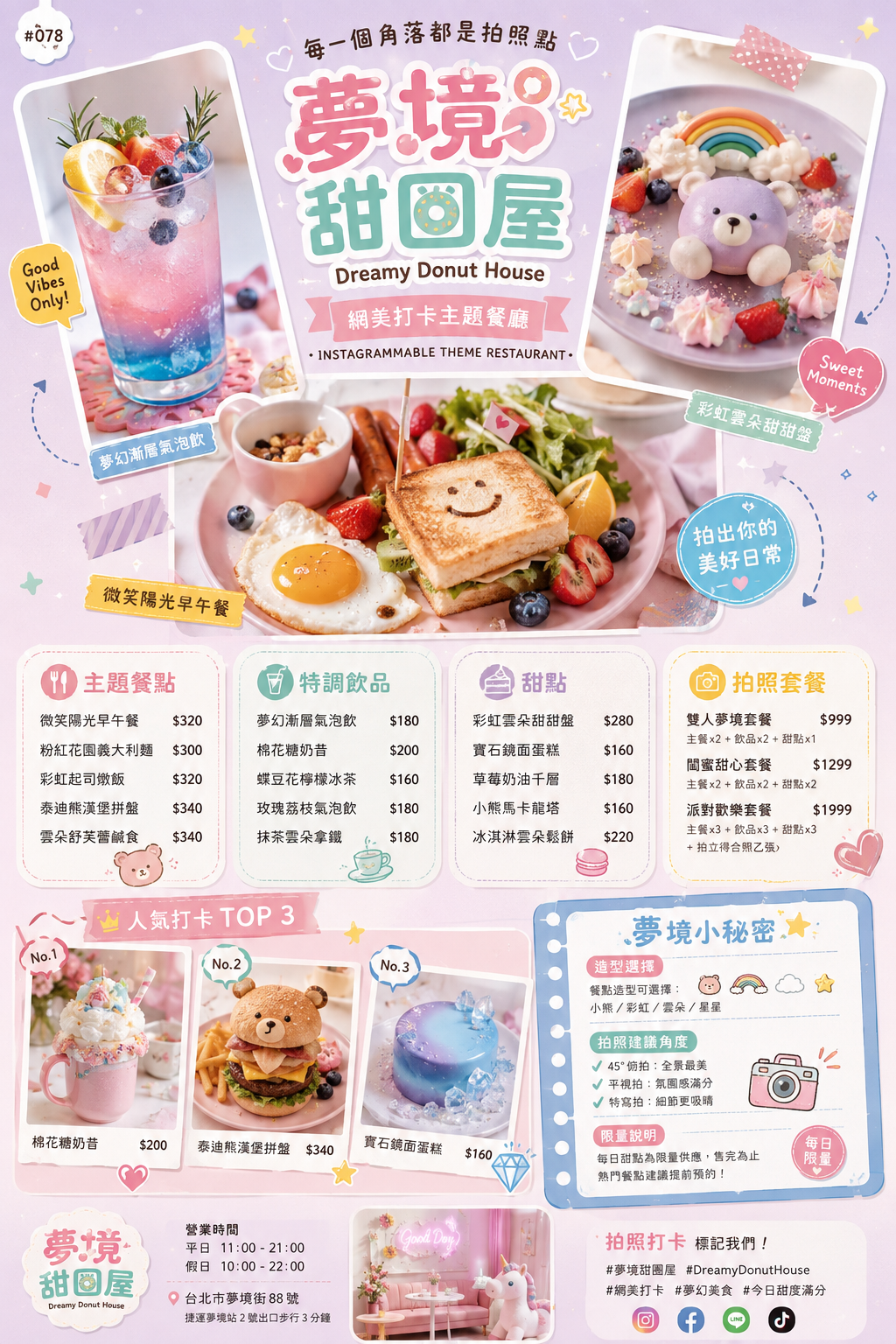 網美打卡主題餐廳 菜單設計 Prompt