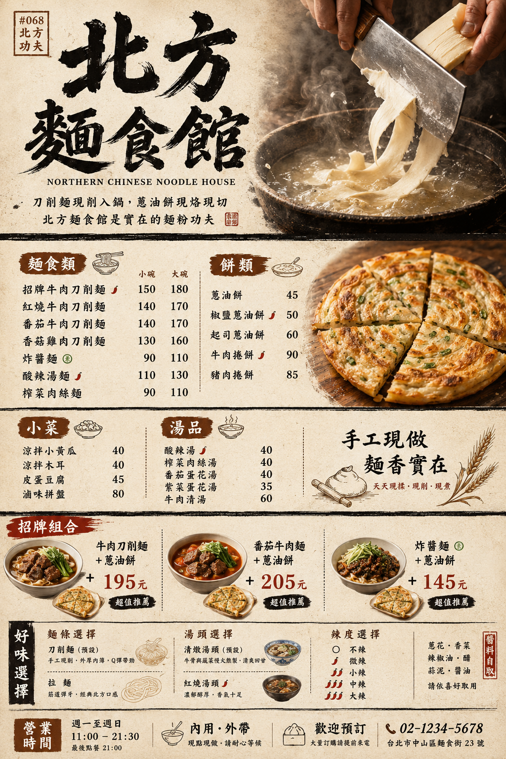 北方麵食館 菜單設計 Prompt