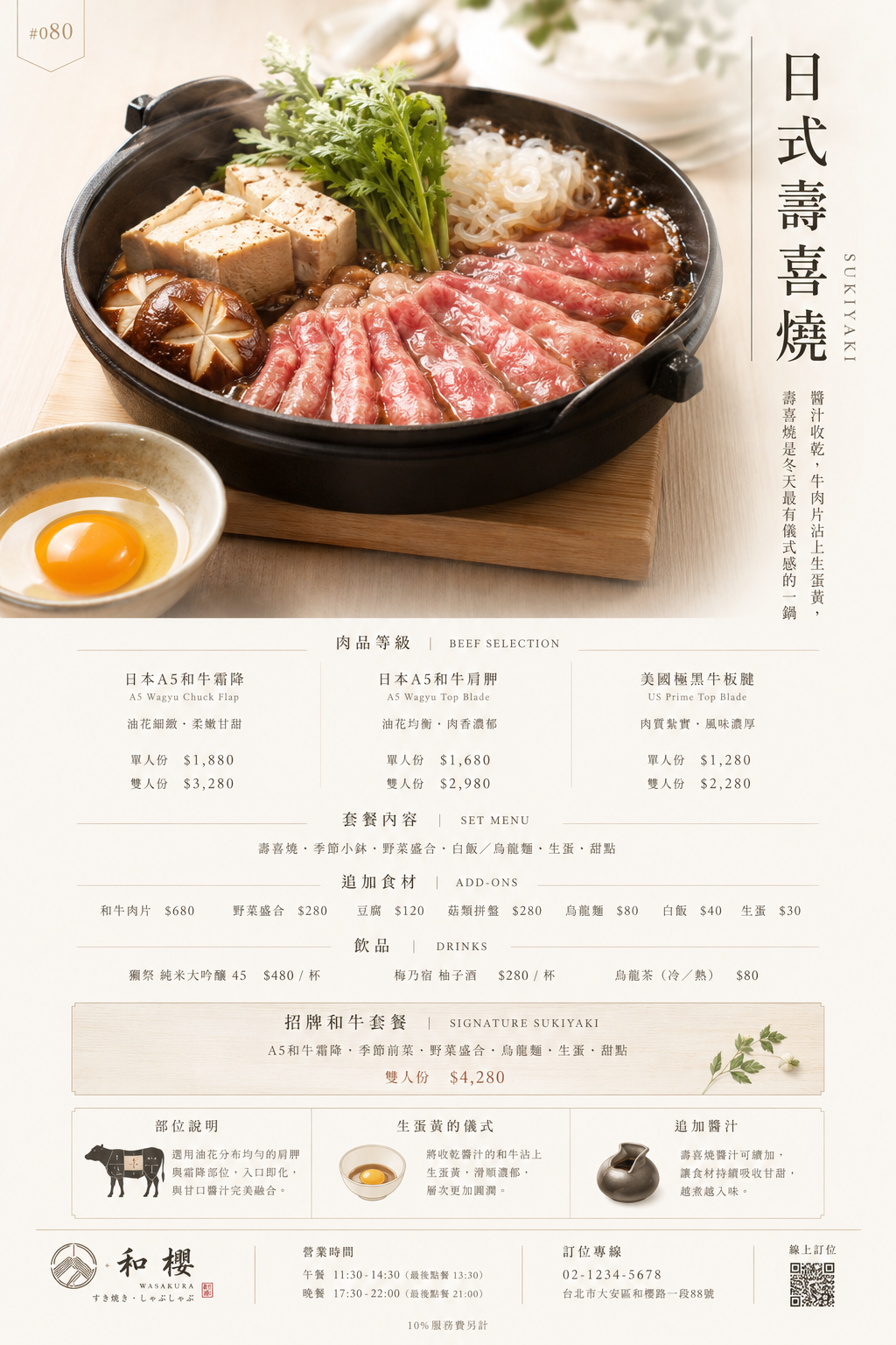 日式壽喜燒 菜單設計 Prompt