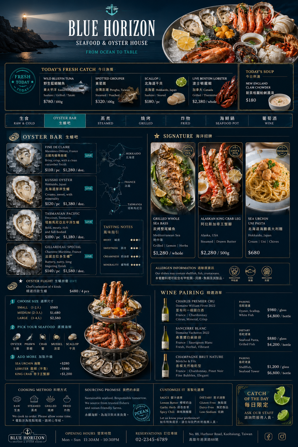 海鮮餐廳 菜單設計 Prompt