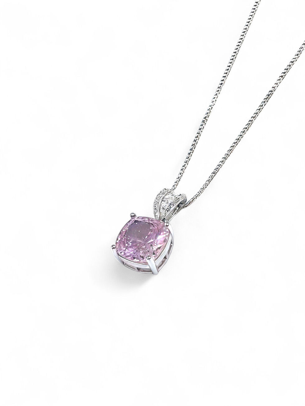 Thumbnail: Radiant Cut Pink Cushion Necklace