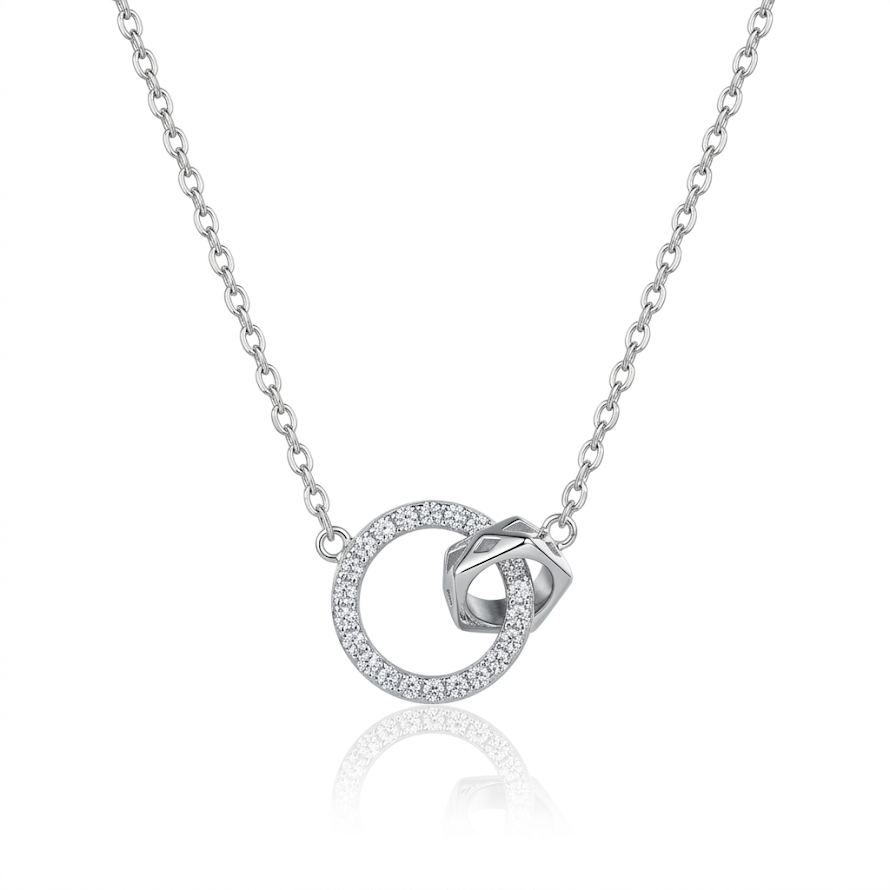 Interlocking Circle & Hex Nut Pendant Necklace