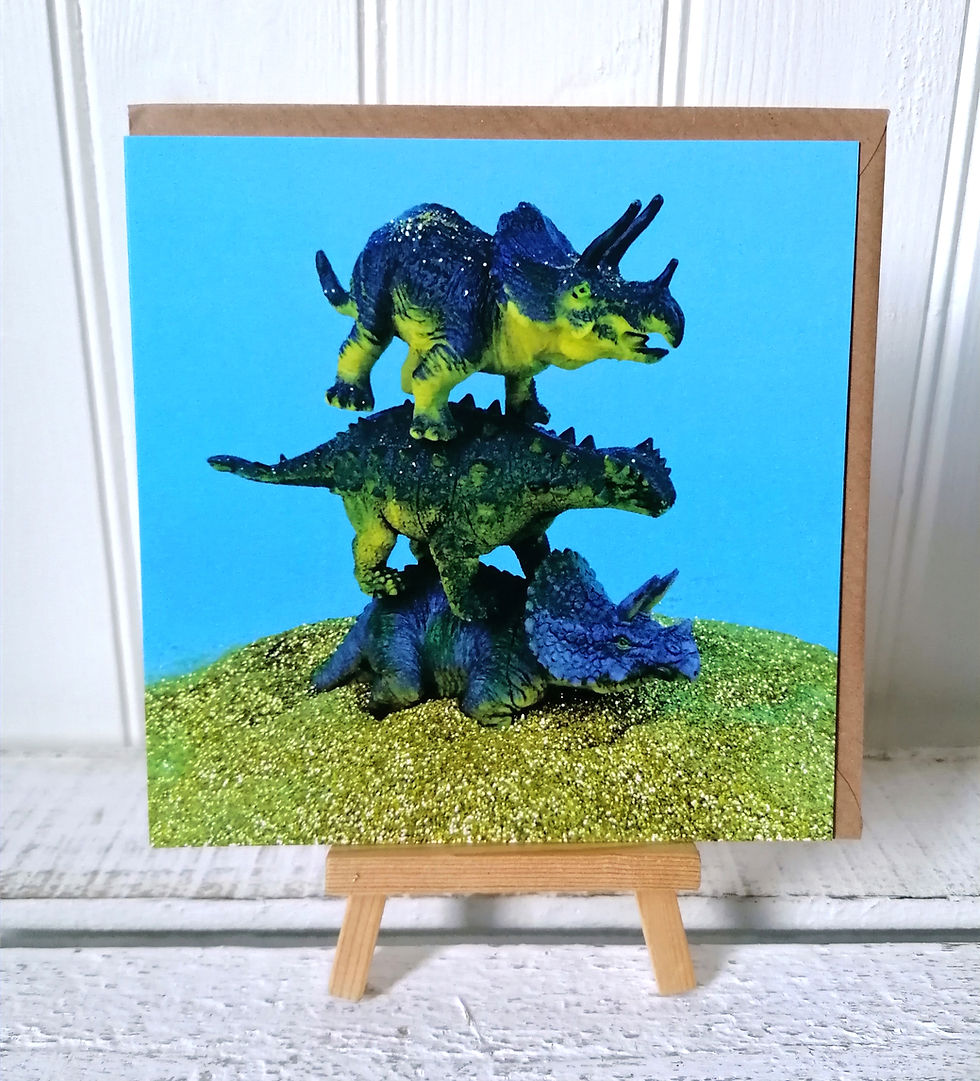 Thumbnail: Three Dinosaurs - Dinosaur Greetings Card
