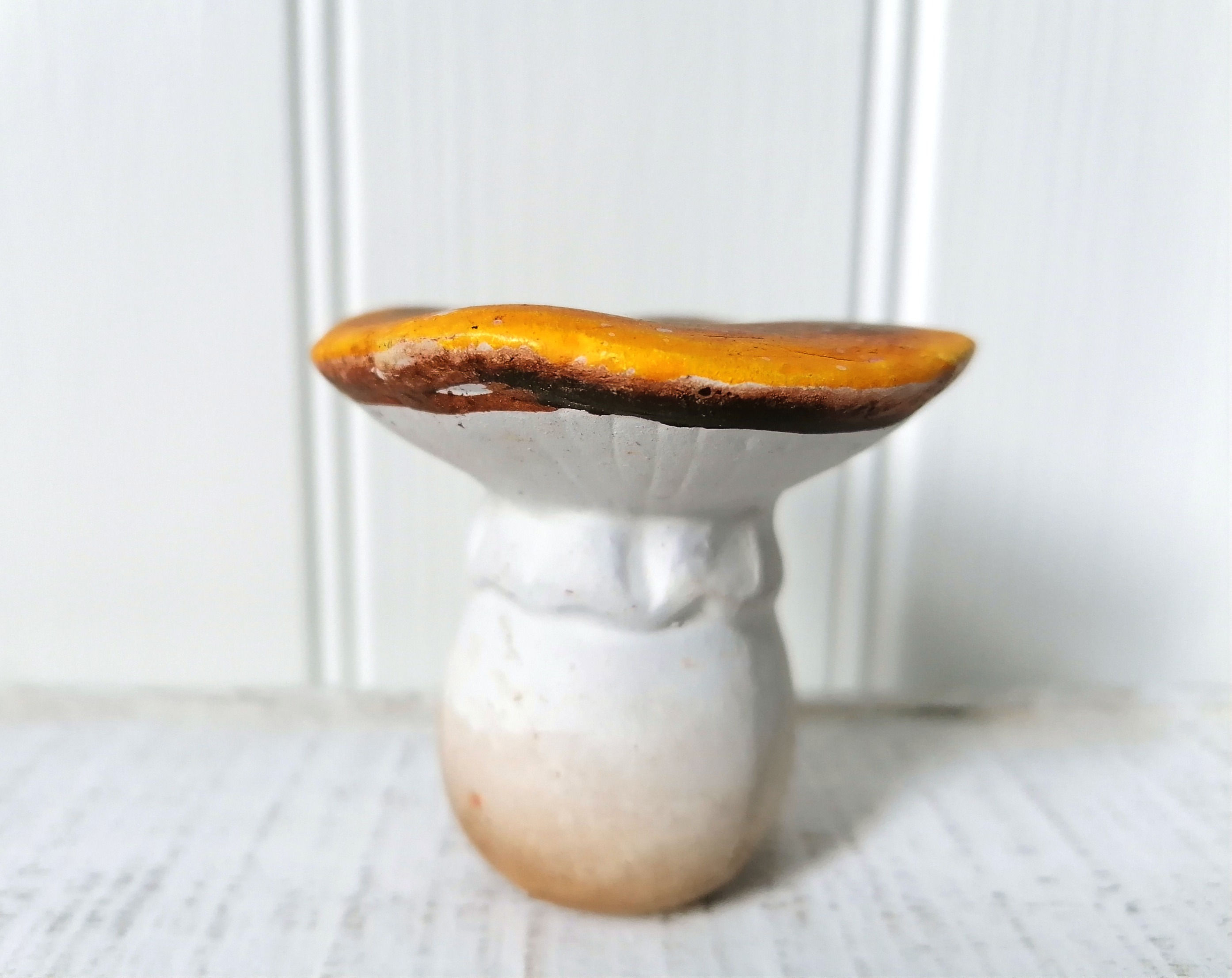 Ceramic Fairy Garden Toadstool - Caramel Brown Top