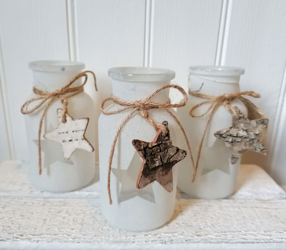 Thumbnail: Glass Vase With Star Detail - Christmas Decoration