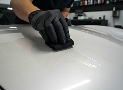 10-year ceramic coating being applied to a car hood