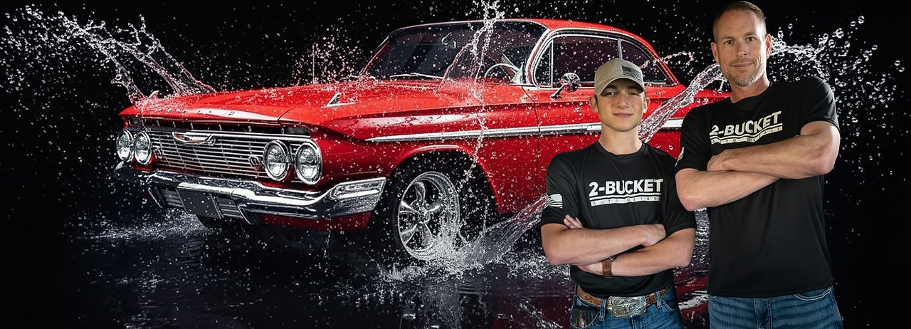 The Team at 2-Bucket Auto Detail with detailed 1961 Chevy Impala