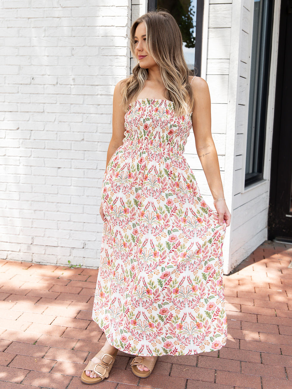 floral midi dress front view