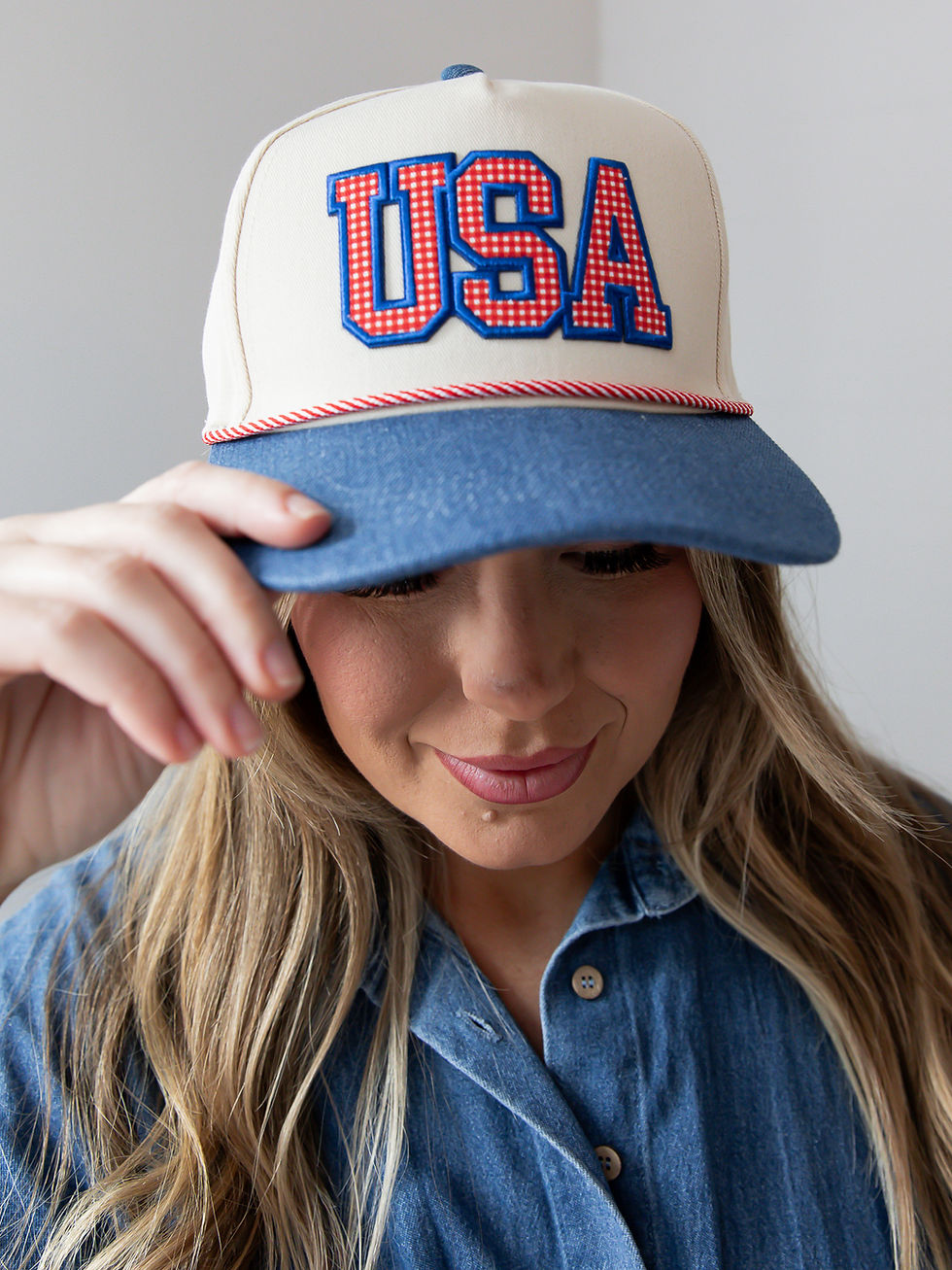 Thumbnail: USA hat front view dark denim