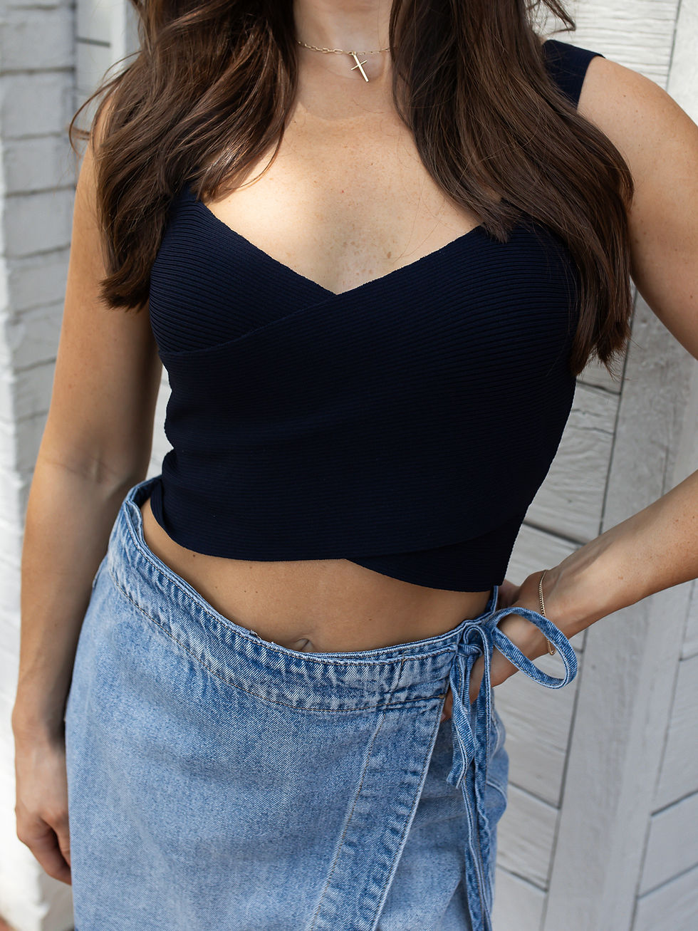navy top detailed view