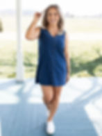 denim mini dress front view