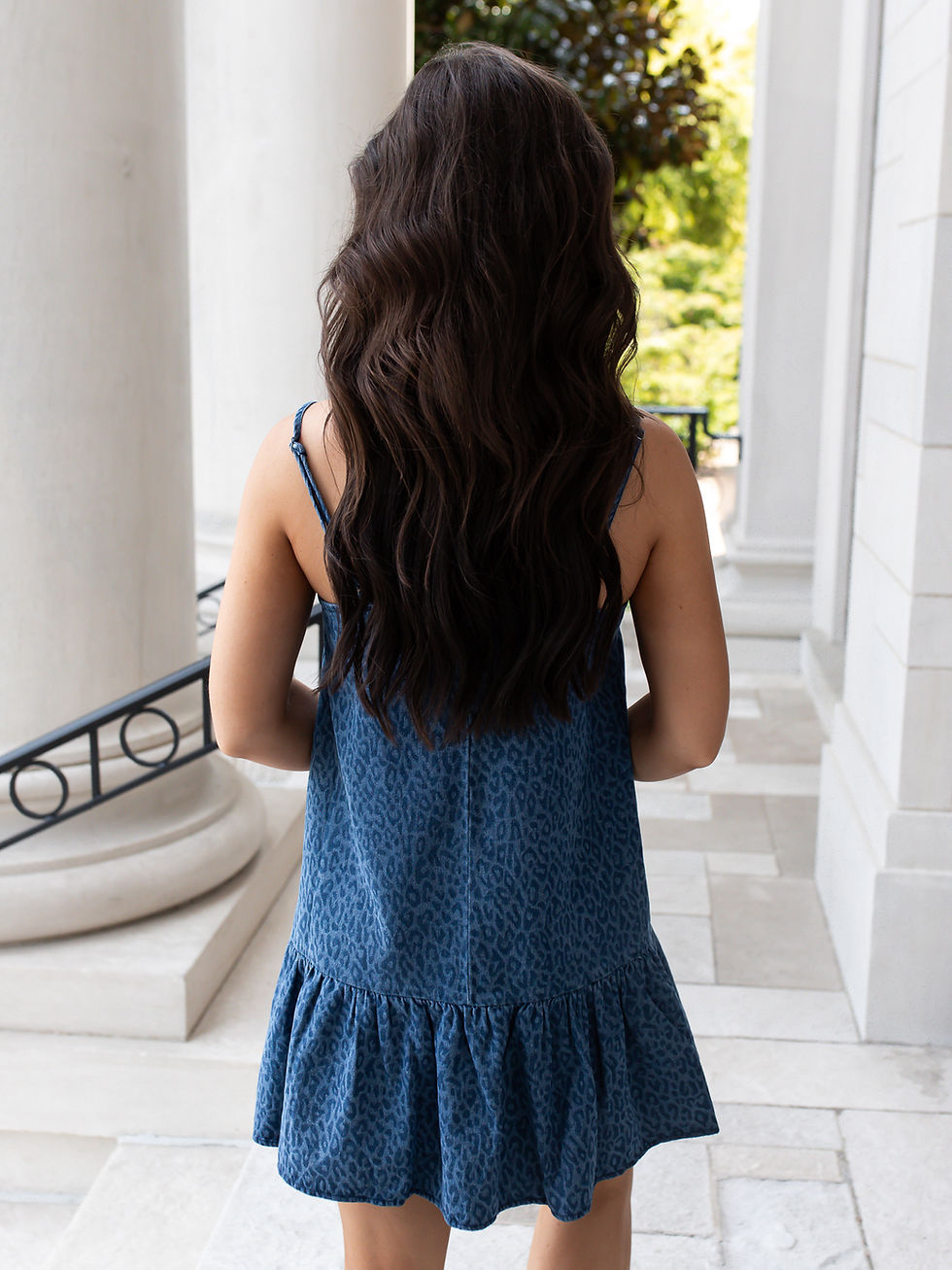 Thumbnail: denim mini dress back view