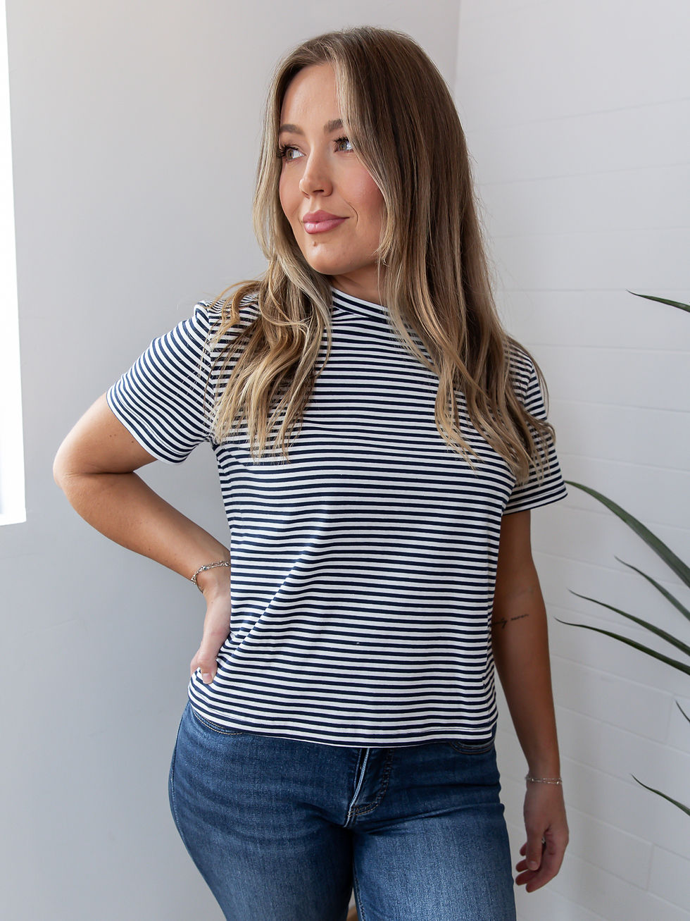 stripe tee front view