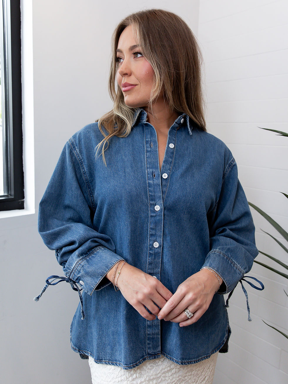 denim top front view