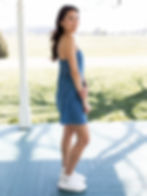 denim mini dress side view