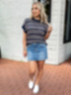 denim mini skirt front view