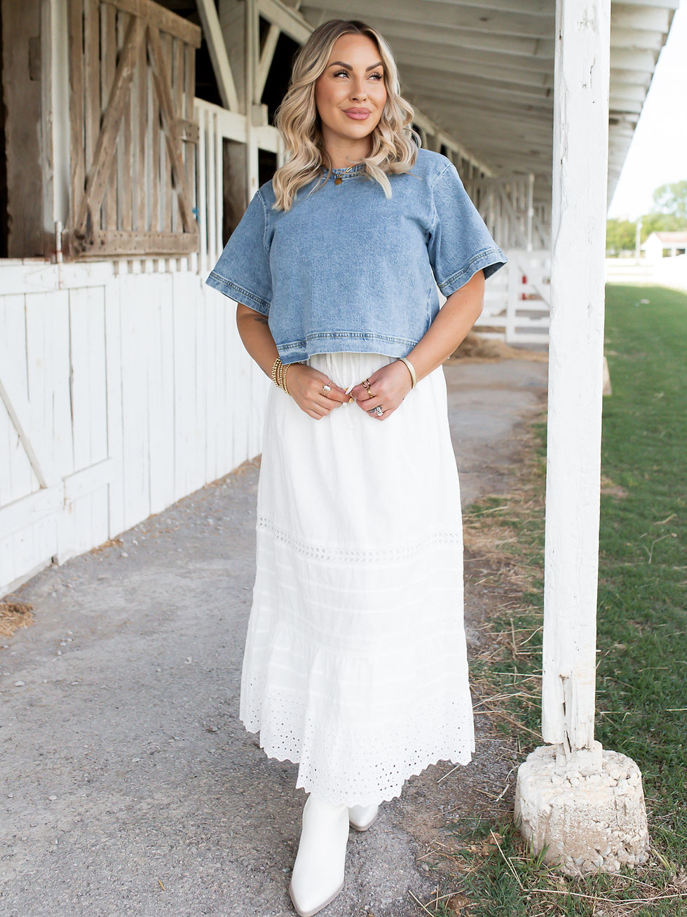 white skirt front view