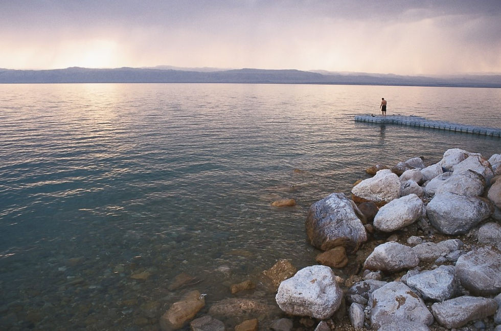 Dead Sea salt formations on the banks of the Dead Sea