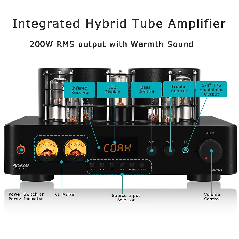 Thumbnail: Juson Audio JTA100 200W Tube Amplifier Vacuum Valve BT5.0 Hifi Stereo USB RCA