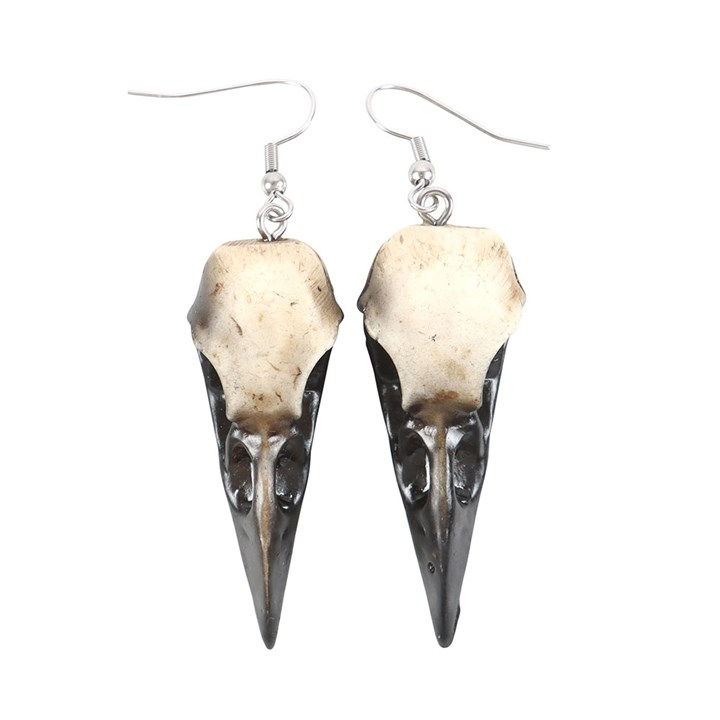 Thumbnail: Resin Crow Skull Earrings