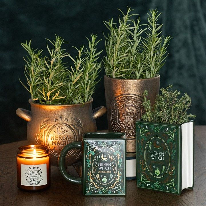 Thumbnail: Herbal Magic Bronze Effect Terracotta Cauldron Plant Pot
