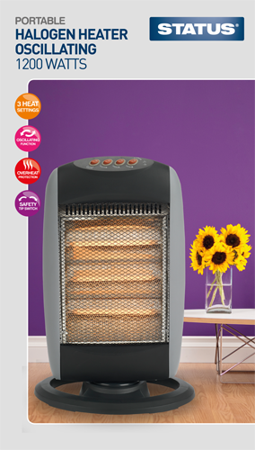 Status 1200w Oscillating Halogen Heater