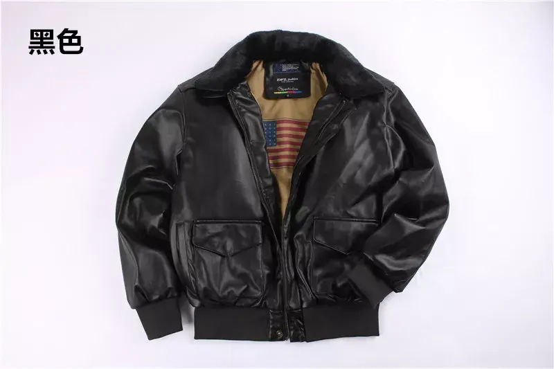 Thumbnail: 2023 Winter Vintage A2 Leather Jacket Men Streetwear Removable