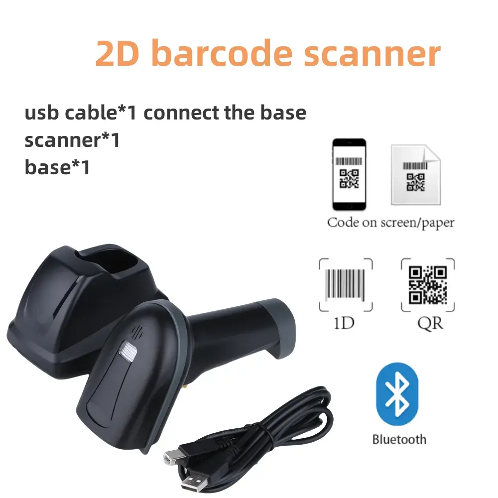 Barcode Scanner 2D Barcode Scanner With Smart Base 2d  Wireless Blue
