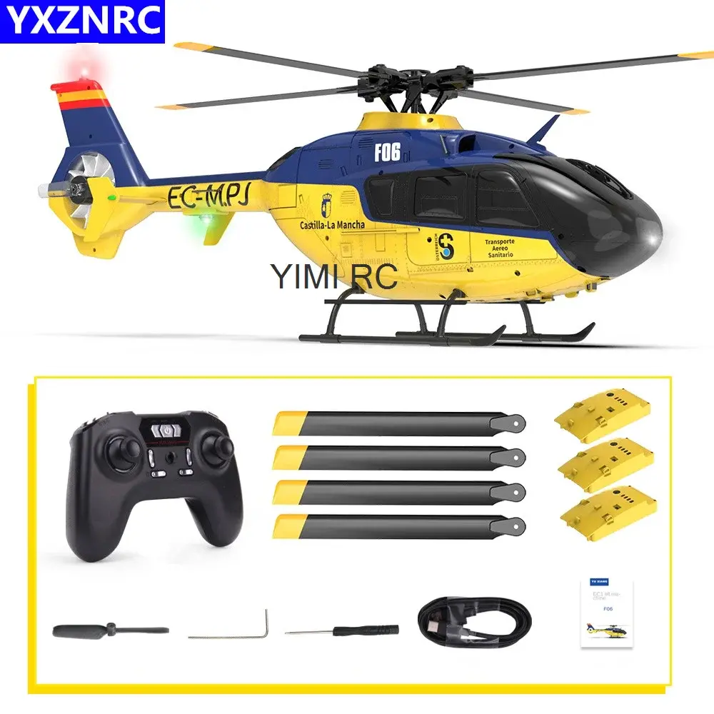 YXZNRC F06 EC135 2.4G 6CH RC Helicopter RTF Direct Drive Dual