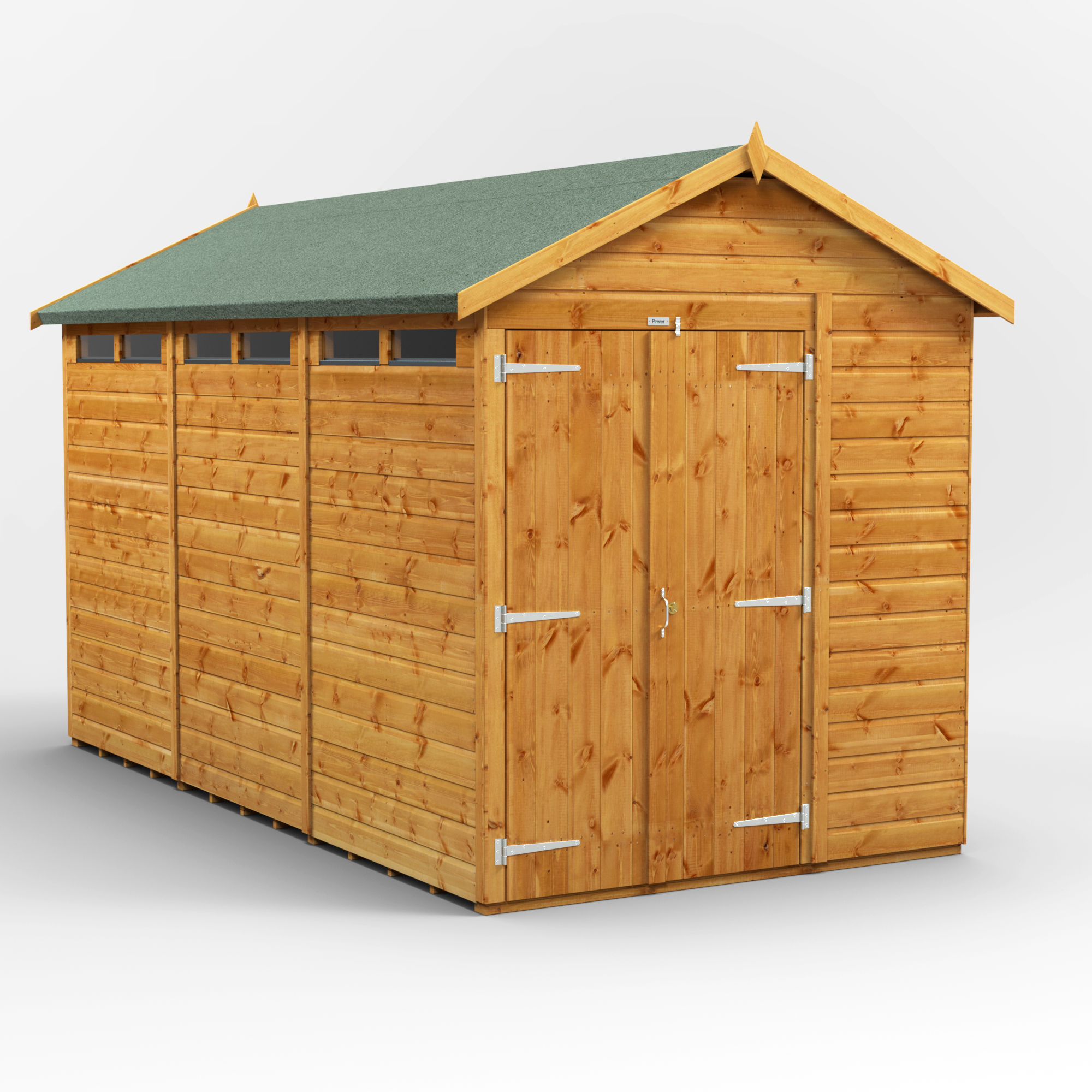 12x6 Power Apex Security Shed Double Door